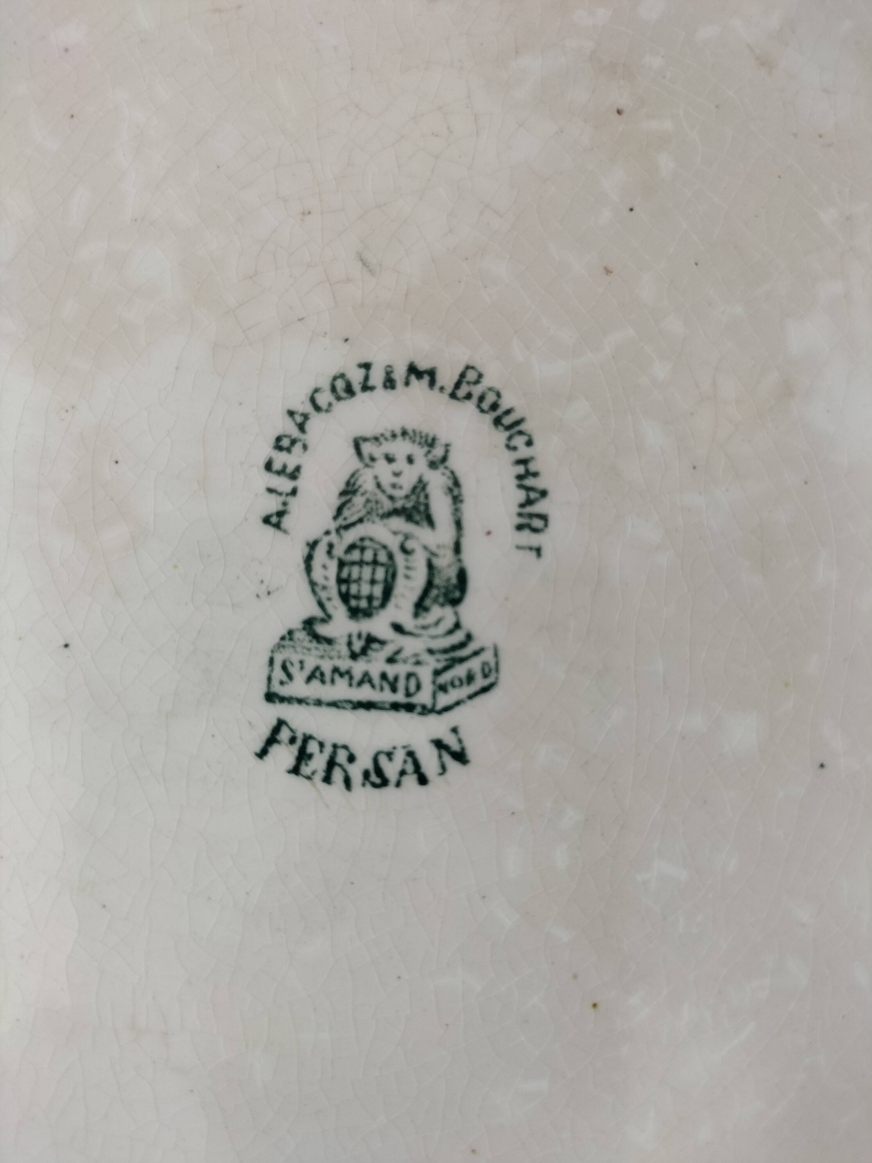 Old iron earth dish A. Lebacqz & M. Bouchart St Amand Persian model