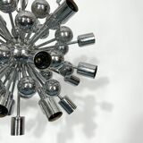 Lustre Sputnik chromé vintage par Reggiani Italie années 1970