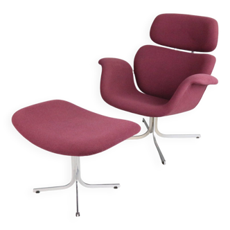 Pierre Paulin Purple Lounge Chair "Big Tulip" F551 & Ottoman, 1960's
