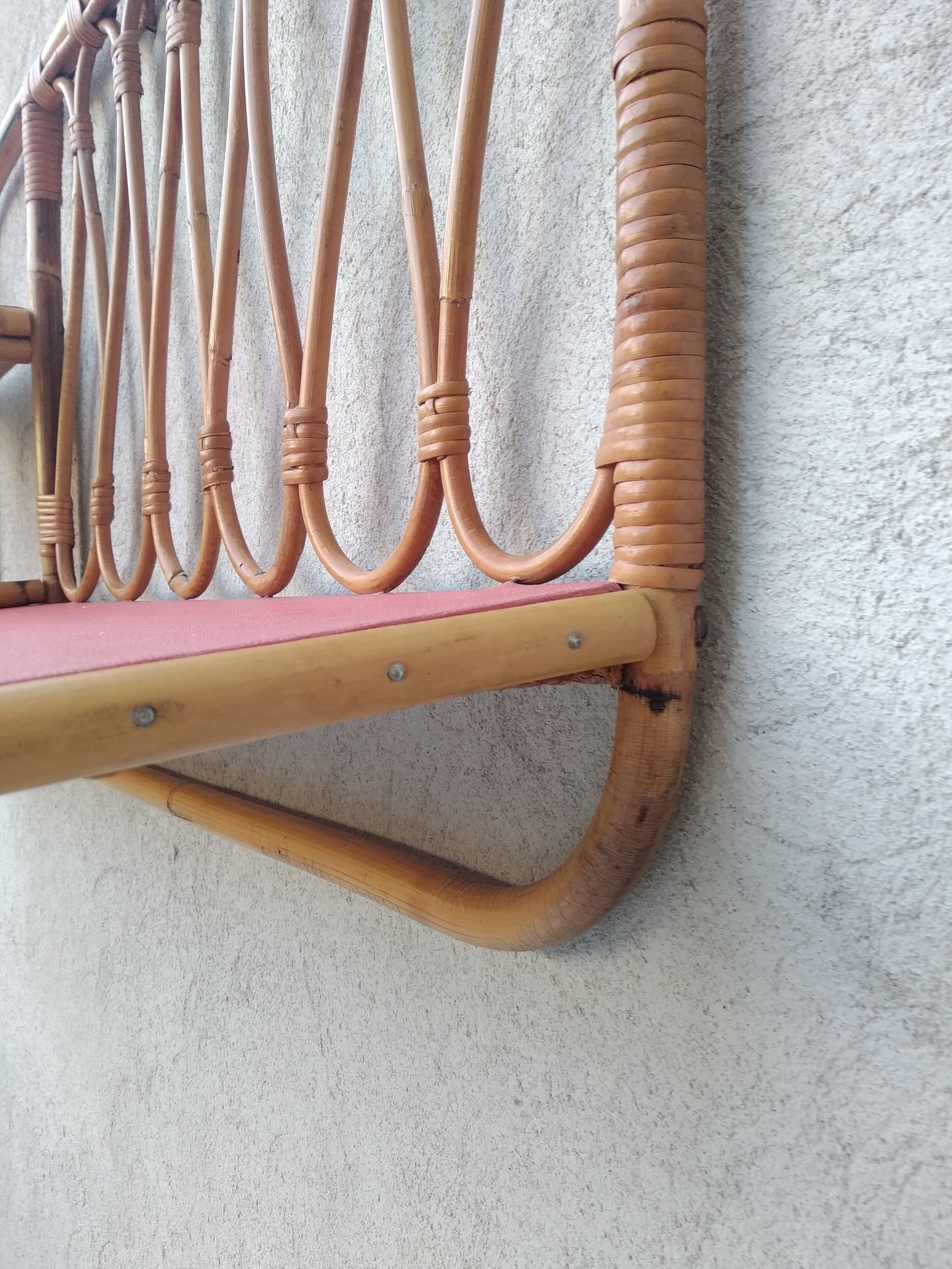 Vintage rattan wall shelf 60s