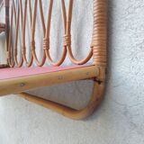Vintage rattan wall shelf 60s