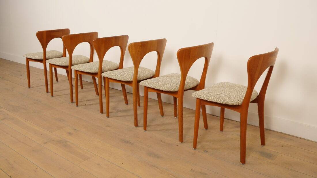 6 chaises de salle à manger | Koefoeds Hornslets | Niels Koefoed | Modèle Peter | Teck