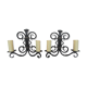 Paire d'appliques fer forgé 2 feux