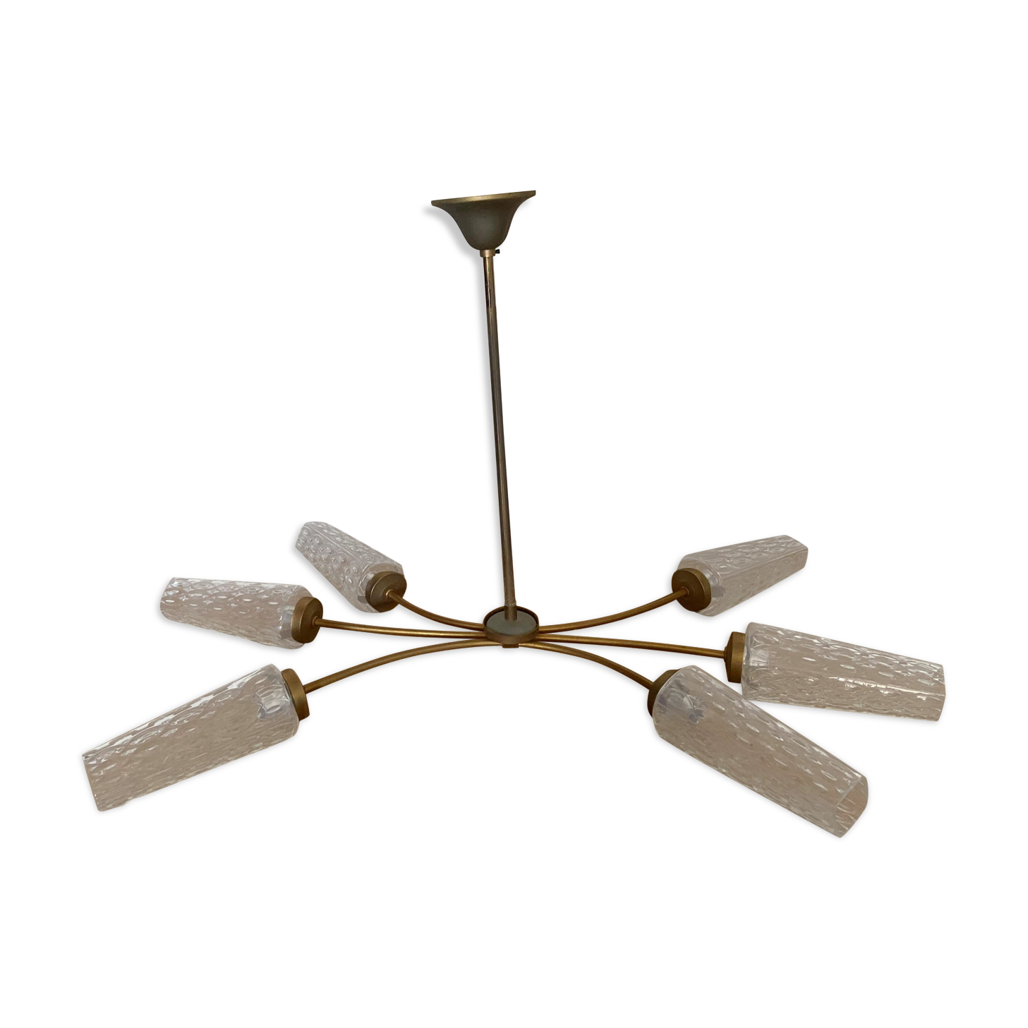 Vintage 60 70 year chandelier 6 gold metal branches