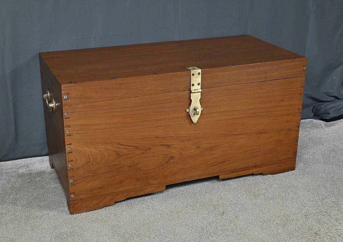 Large Teak Marine Chest – Late 19th Century