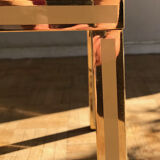 Coffee table in ivory and brass metal and smoked glass, 1970s/80s