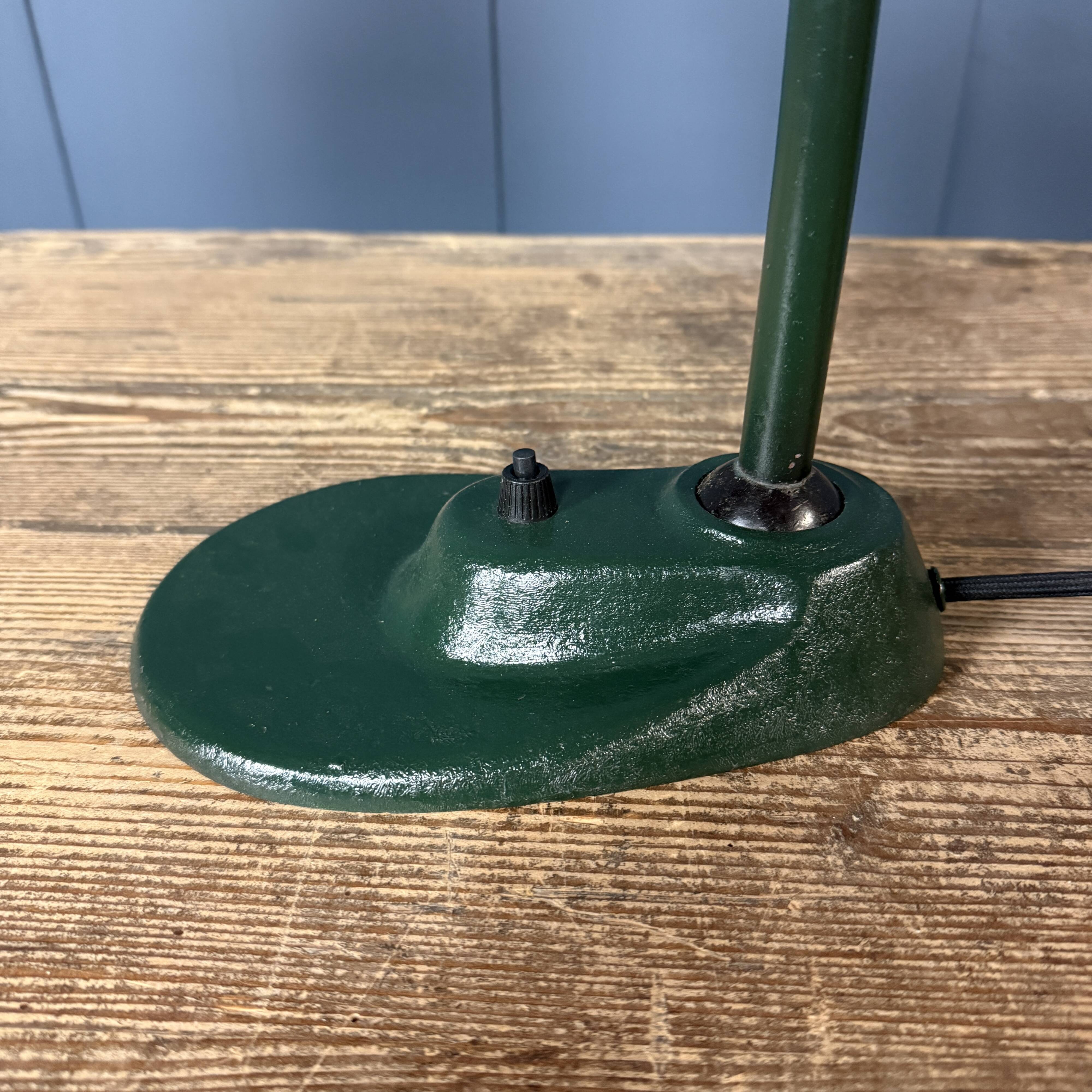 Dark green Bauhaus desk lamp