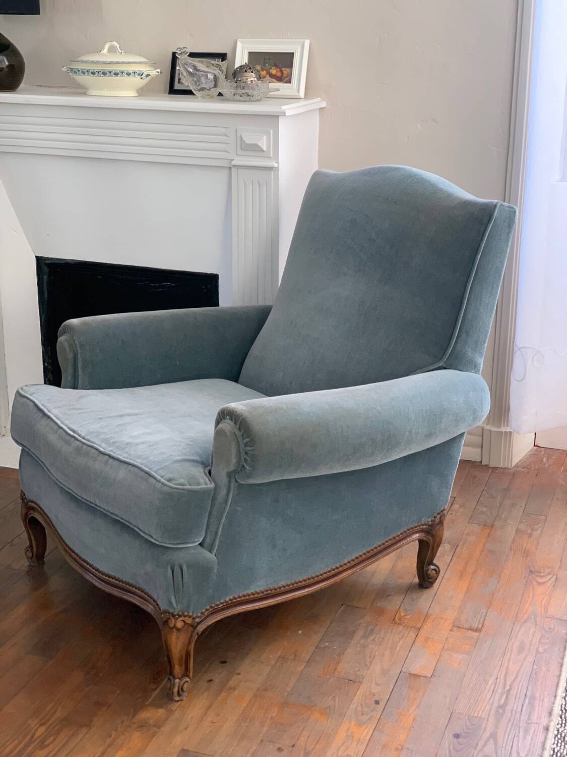 Antique velvet armchair