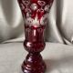 Bohemian glass vase ruby red with transparent decoration in pink and red table decoration
