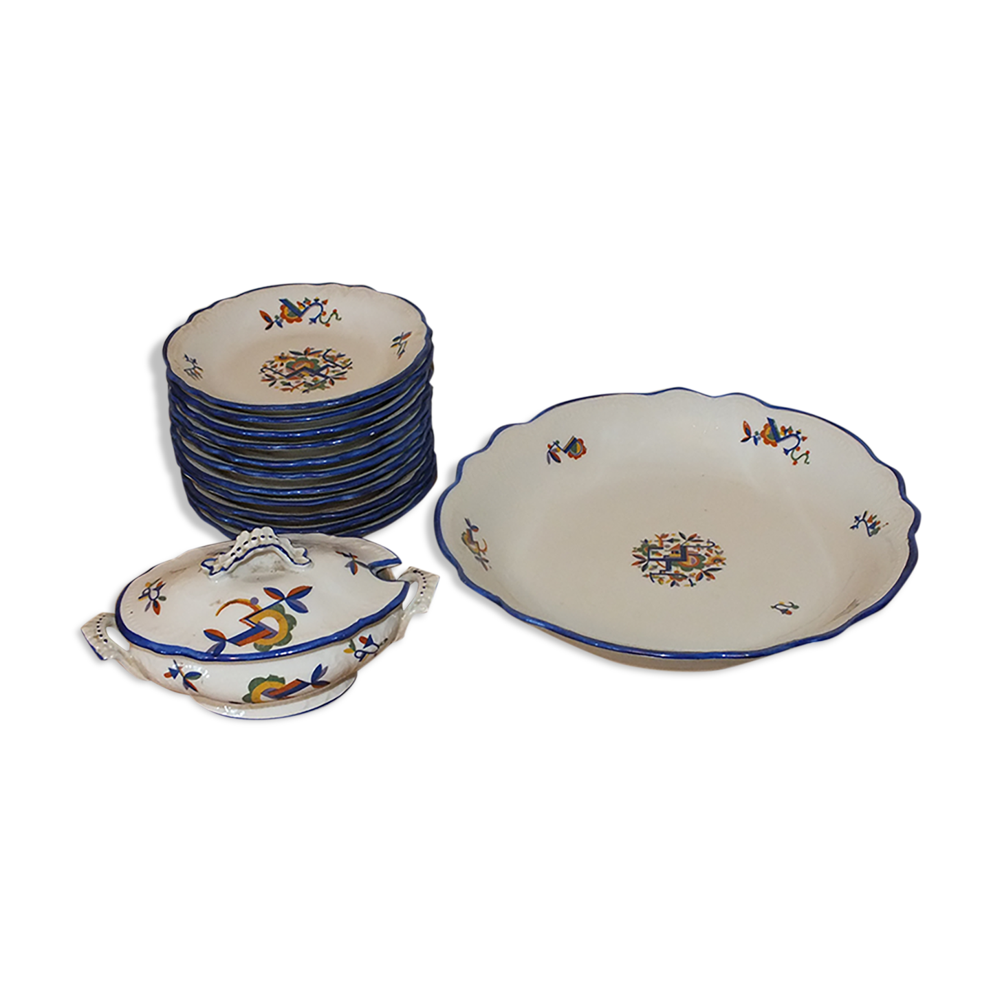 Art Deco dessert service in Limoges Astral porcelain