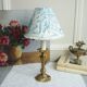 Small vintage lamp with its lampshade in toile de Jouy