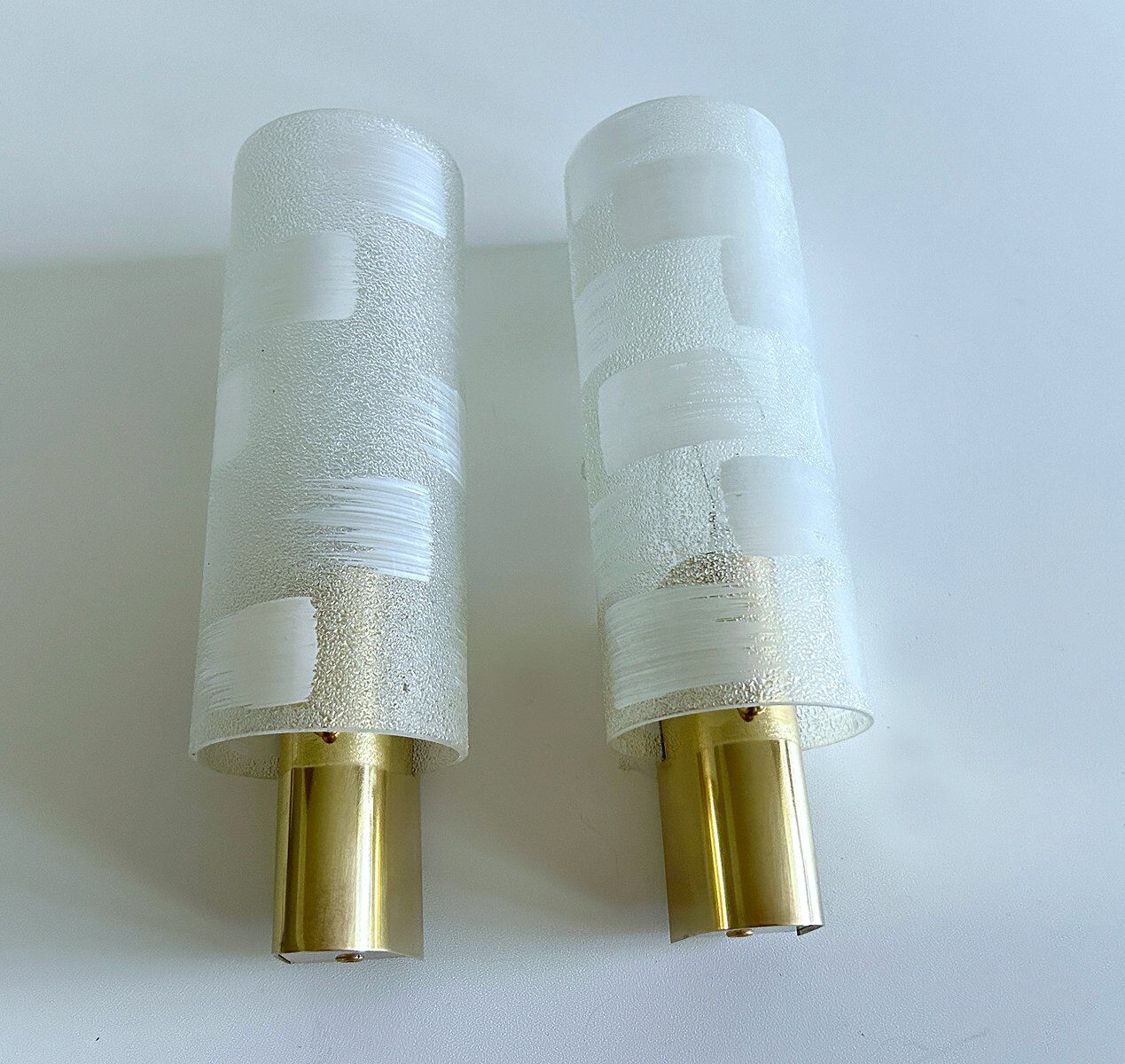 Vintage brass and glass sconces, 1970s, set of 2