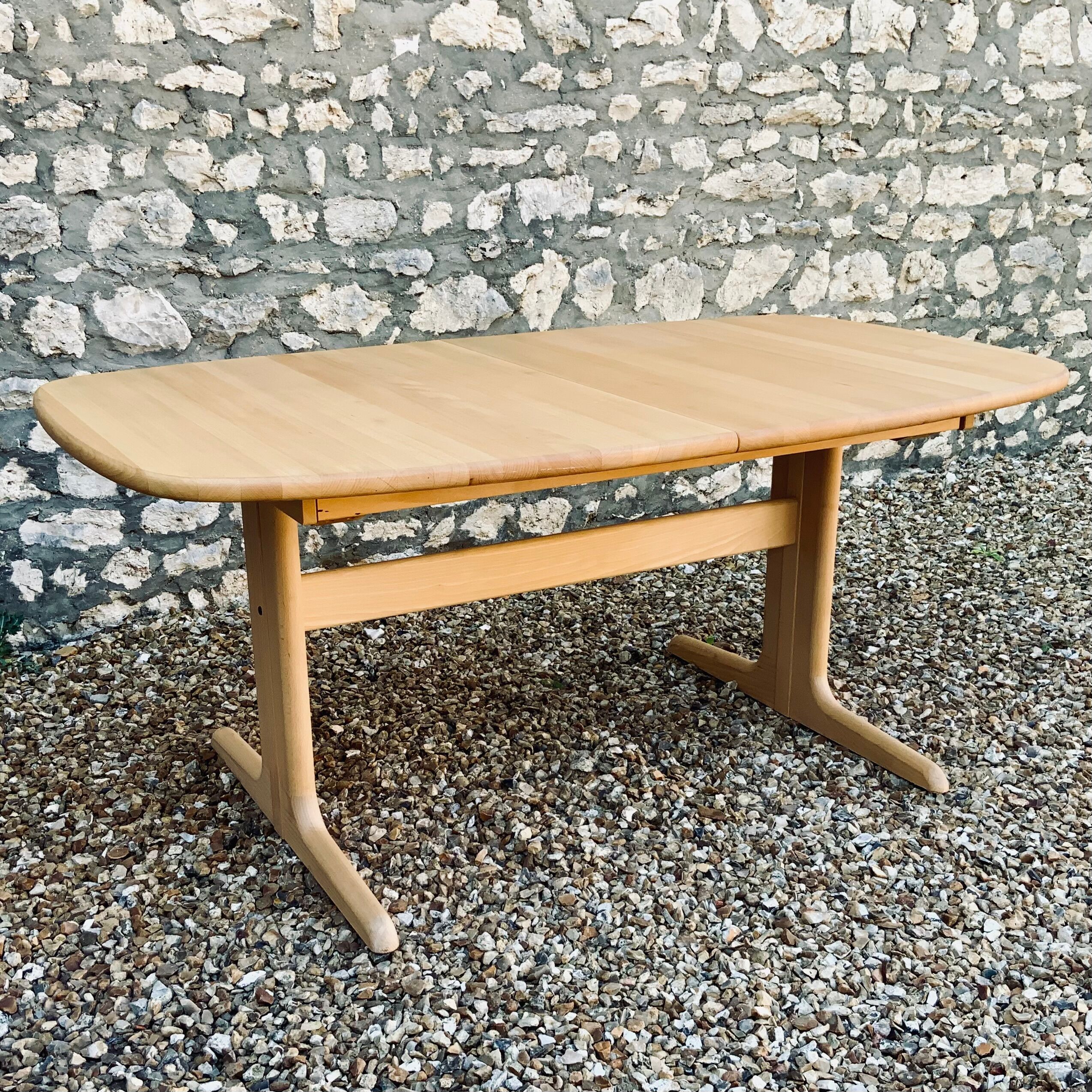 Scandinavian Design Extension Table 1960/70 In Solid Beech