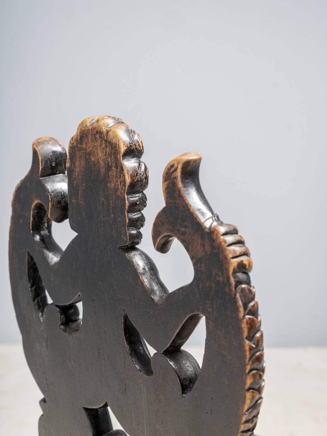 Hand-Carved Chair with Siren Motif, Late 19th Century, Europe