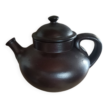 Vintage brown glazed earthenware teapot by Jean Dubost