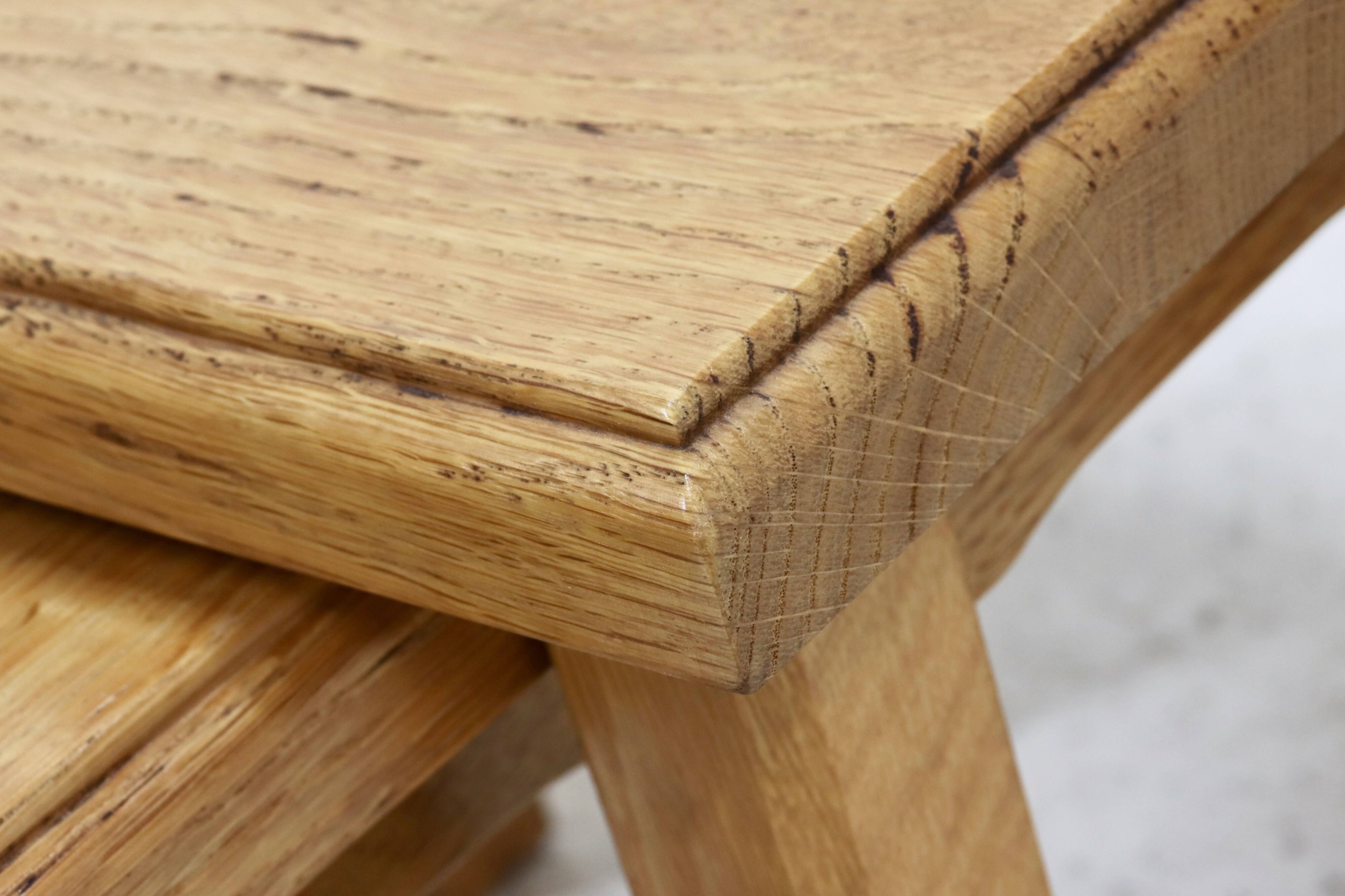 Ensemble de 3 tables gigognes en chêne blond de style brutaliste 1960