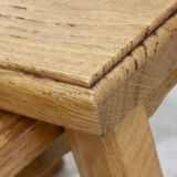 Set of 3 Brutalist Style Blonde Oak Nesting Tables 1960s