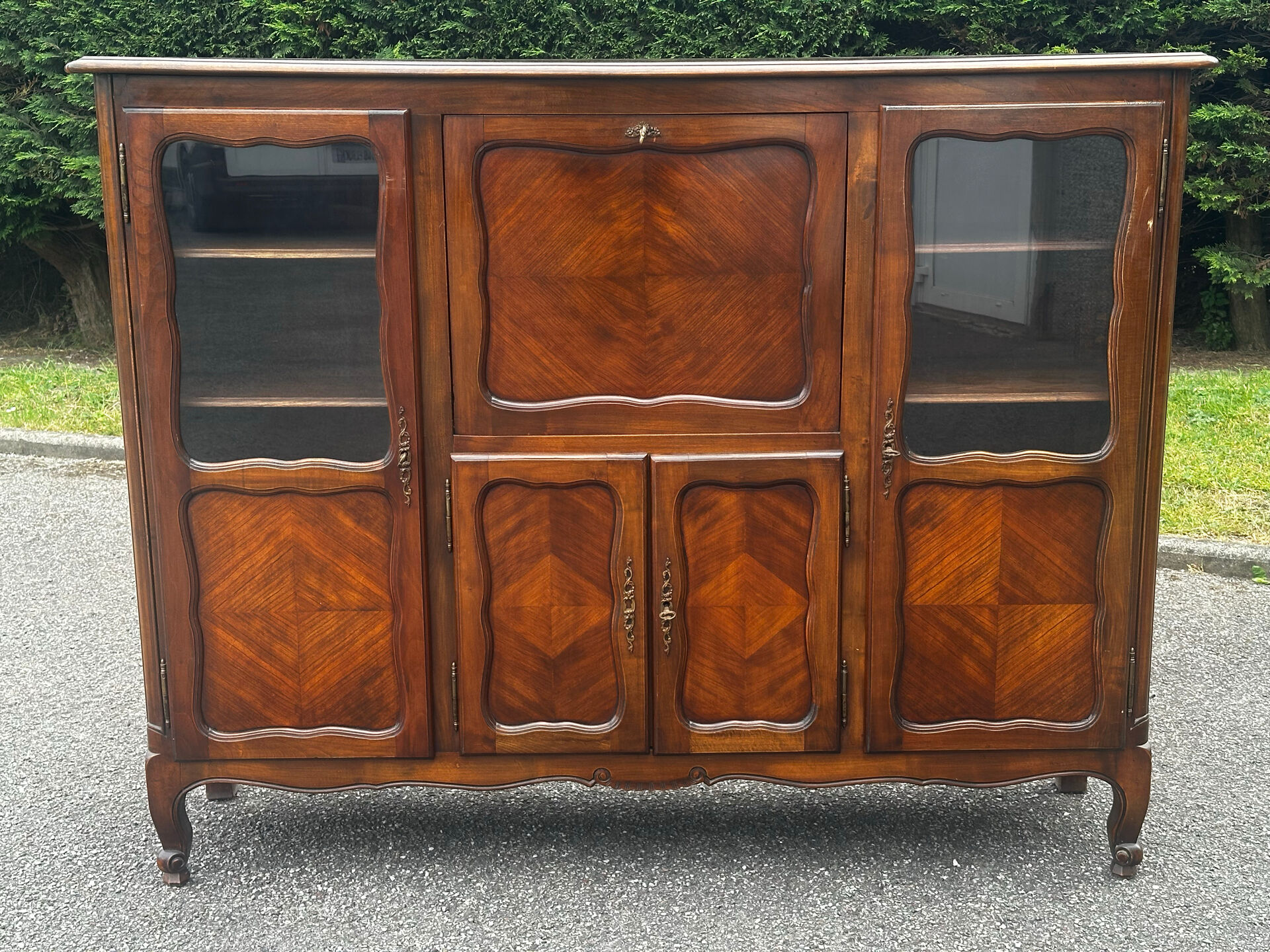 Sideboard, Louis XV style secretary in cherry wood, 1960s.