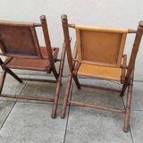 Vintage leather folding safari chairs