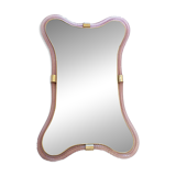 Scenographic Pink and Gold Mirror With Torchon Glass