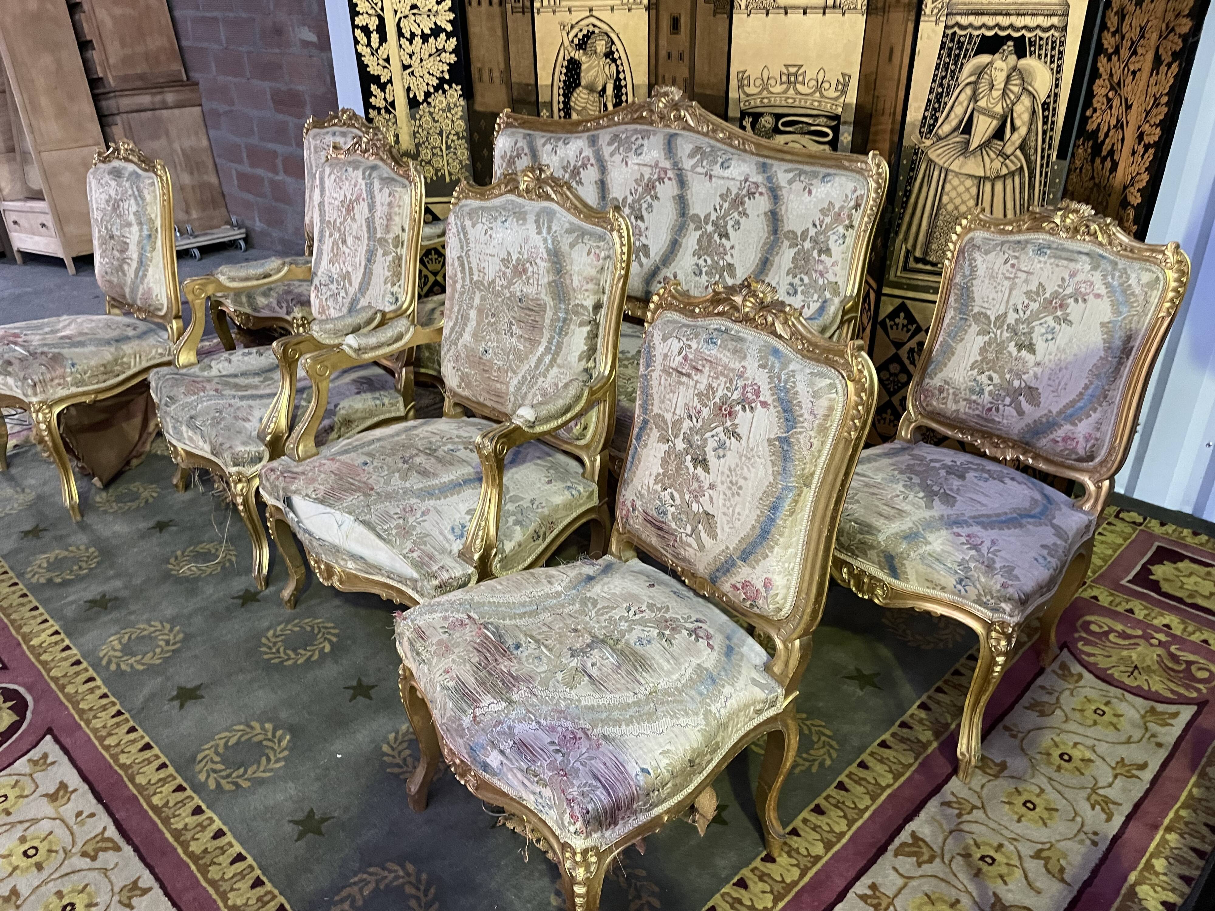 Complete living room louis style gilded wood
