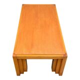 Vintage coffee table in solid elm from the 1970s.