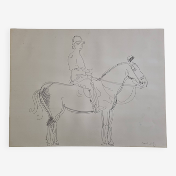 Screenprint after Raoul Dufy, Young girl on horseback, signed, 64 cm x 48 cm