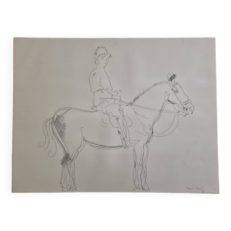 Sérigraphie d'après Raoul Dufy, Jeune fille à cheval, signée