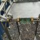Vintage metal and glass side table
