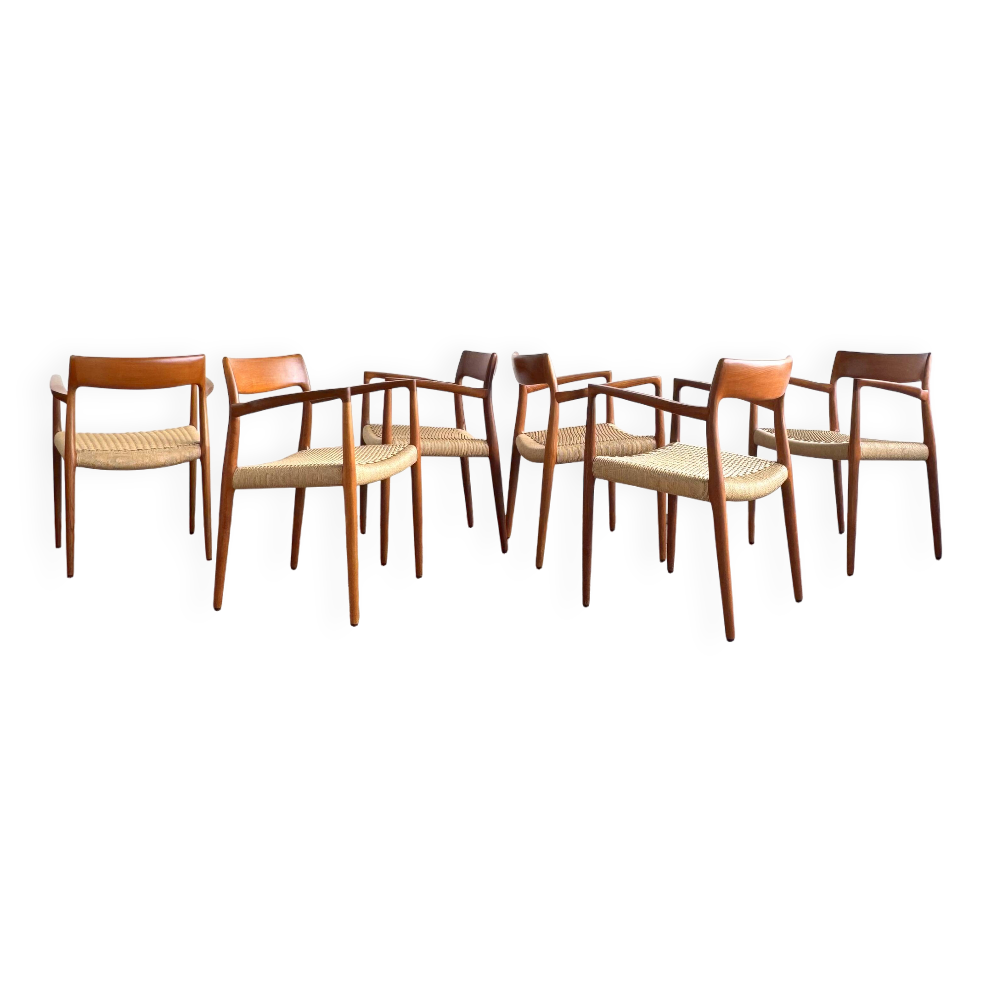 Chaises de Salle à Manger Danoises  Modèle 57 en Teck, Niels O. Møller,  JL Mollers, Ensemble de 6