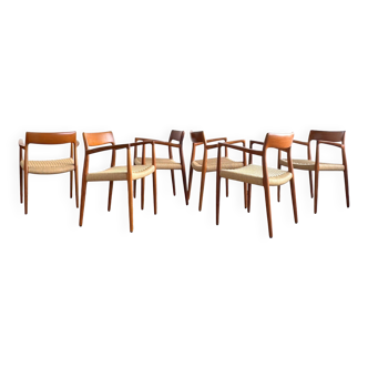 Chaises de Salle à Manger Danoises Modèle 57 en Teck, Niels O. Møller, JL Mollers, Ensemble de 6
