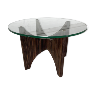 Table basse 1950 verre et palissandre
