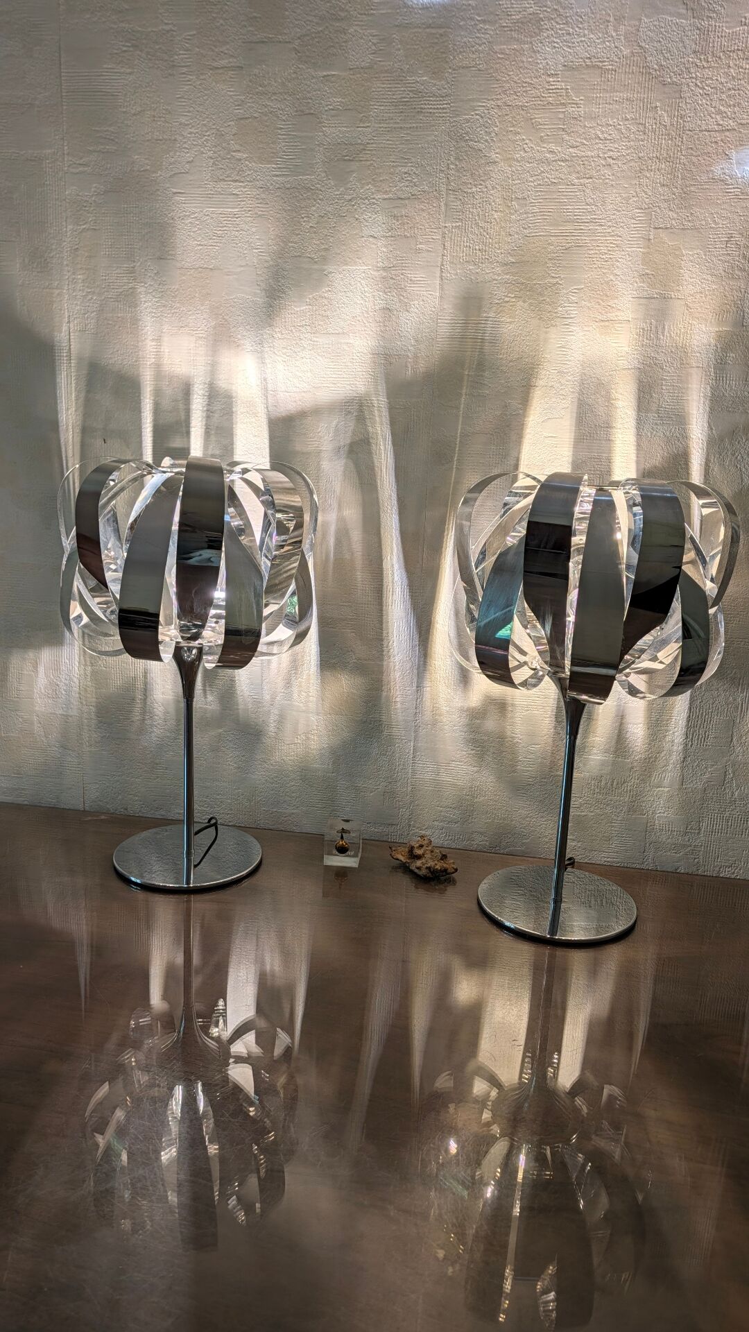 Paire de lampes eres chrome – seylumière– design space age