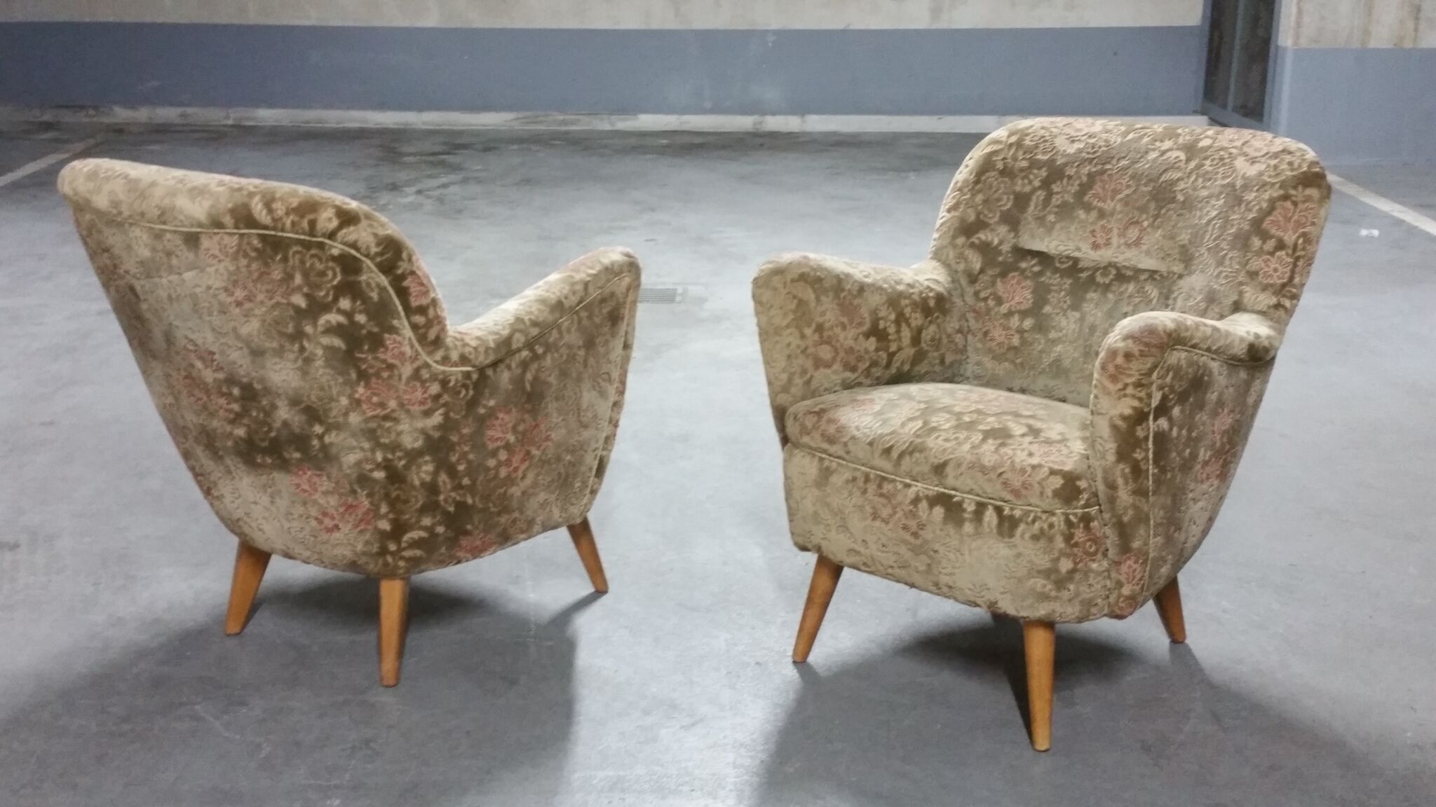 Pair of armchairs flower 50s