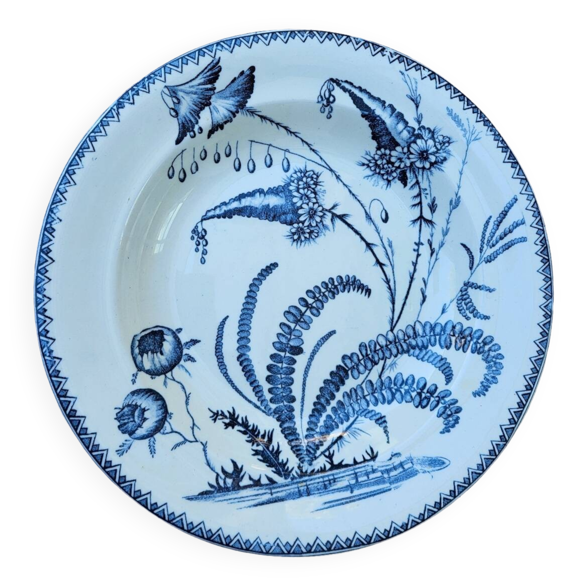 Hollow dish, clairefontaine earthenware, indiana decor, 19th century