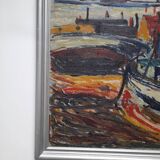Expressionist painting boats by Bent Kokkenberg