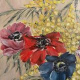 Old painting still life bouquet of flowers