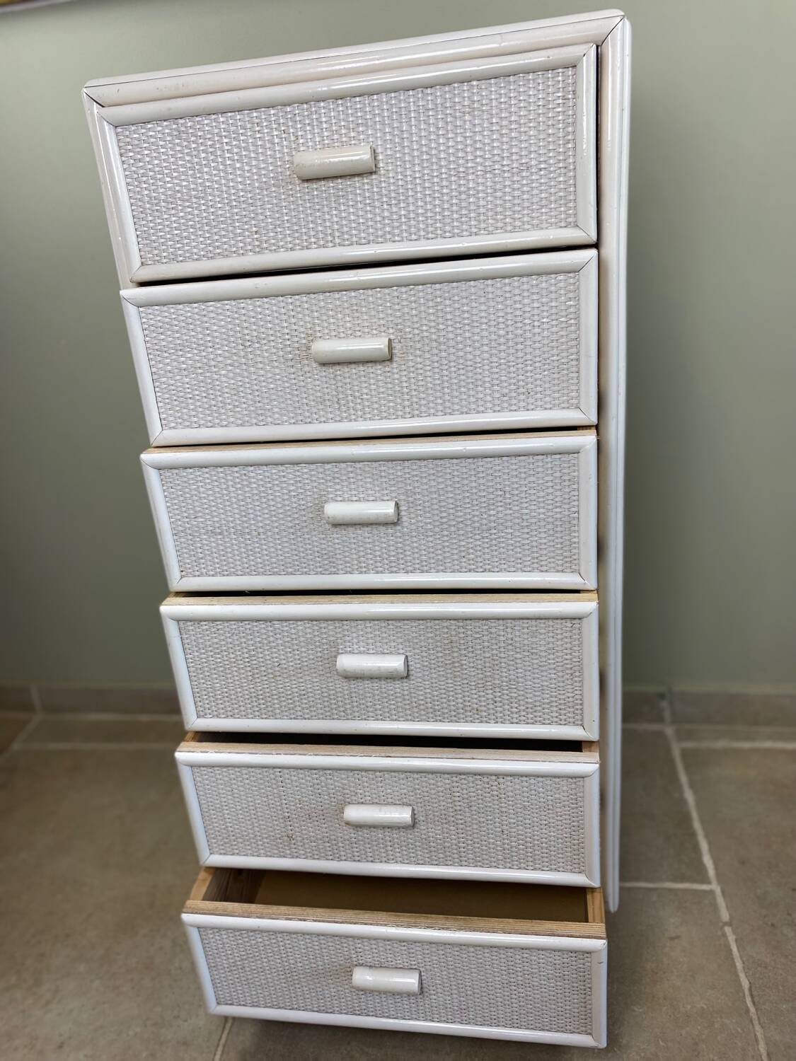 Vintage wicker chest of drawers