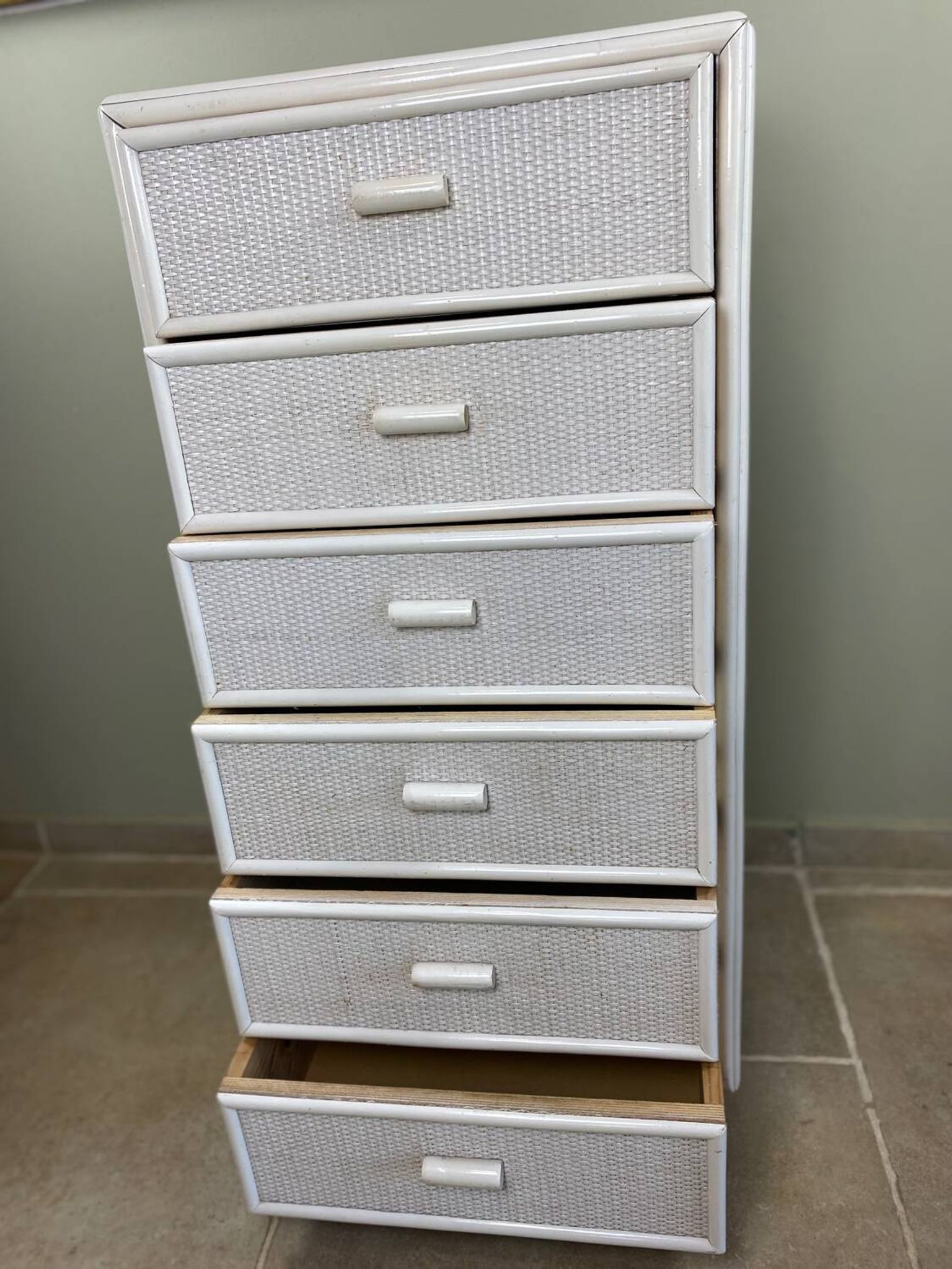 Vintage wicker chest of drawers