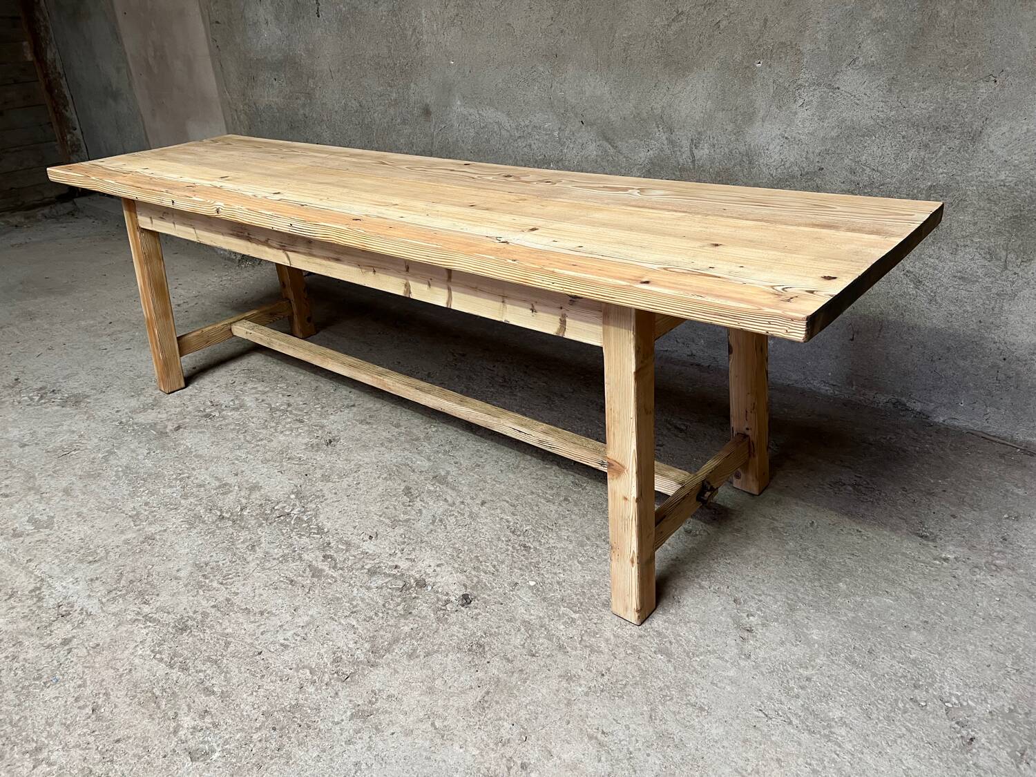 Old fir farm table 1930-1950 vintage country table