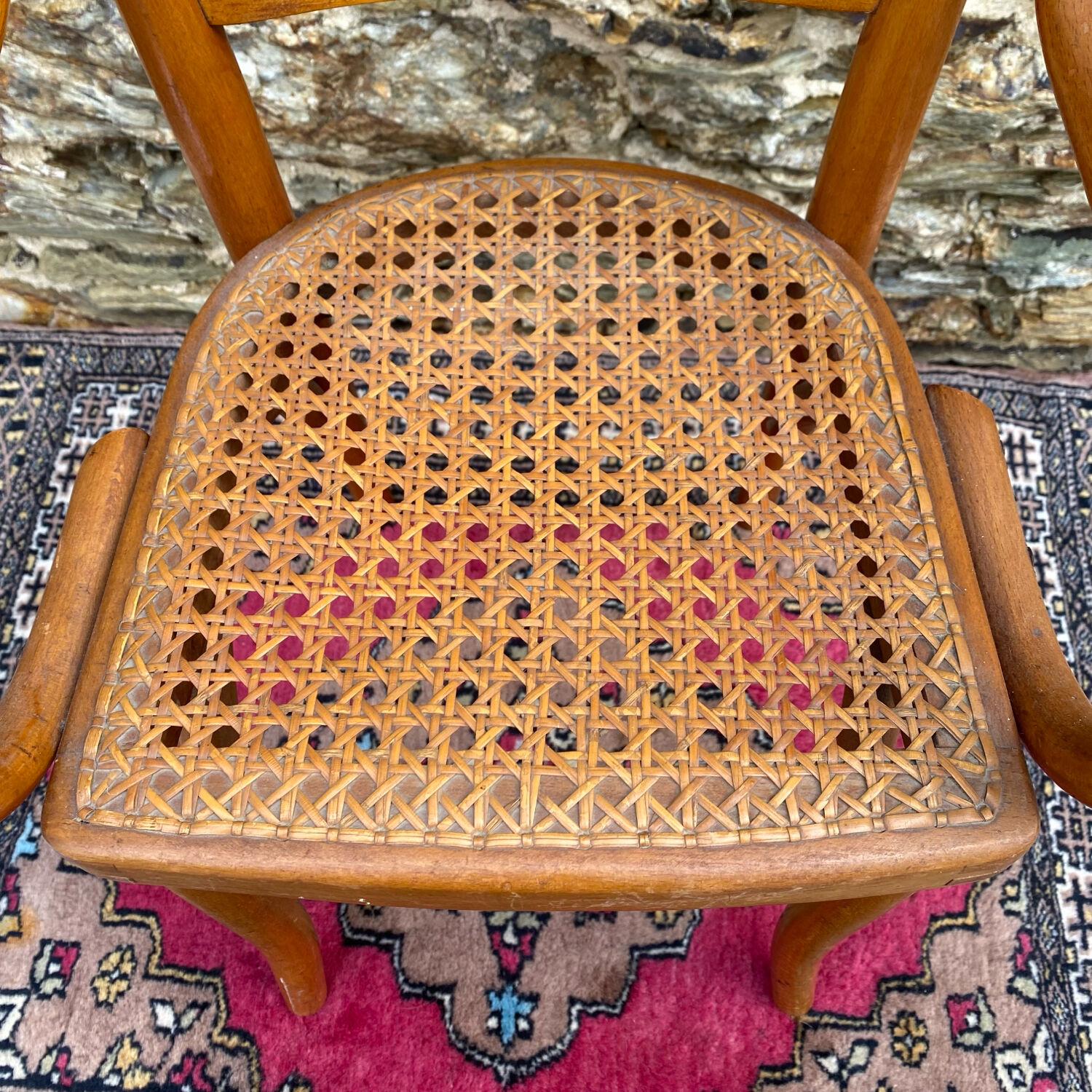 Children's bistro chair in wood and caning