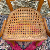 Children's bistro chair in wood and caning