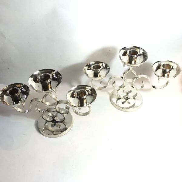 Bougeoirs modèle arabesque, Christofle collection Gallia