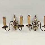 Pair of brass wall sconces 2 lights