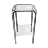 Table d'appoint en chrome et verre fumé