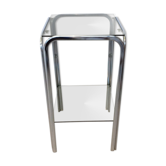 Table d'appoint en chrome et verre fumé