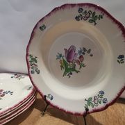 Set of 5 old hollow plates in gien earthenware model "lorraine"