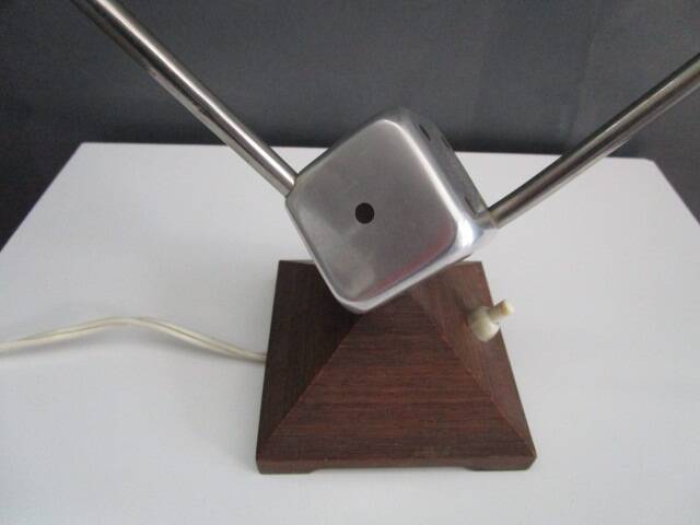 Vintage lamp from the 50s/60s in chromed metal and opaline