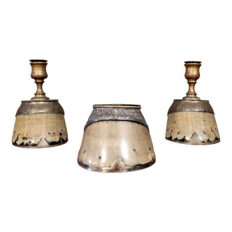 Three-piece smoking set from the 19th century called "souvenir".