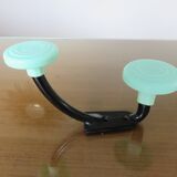 Wall coat rack, typical 1970 coat hook, practical green and black